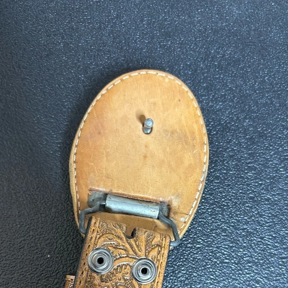 Vintage Moc Croc Leather Saddle Tan Interchangeable Western Buckle